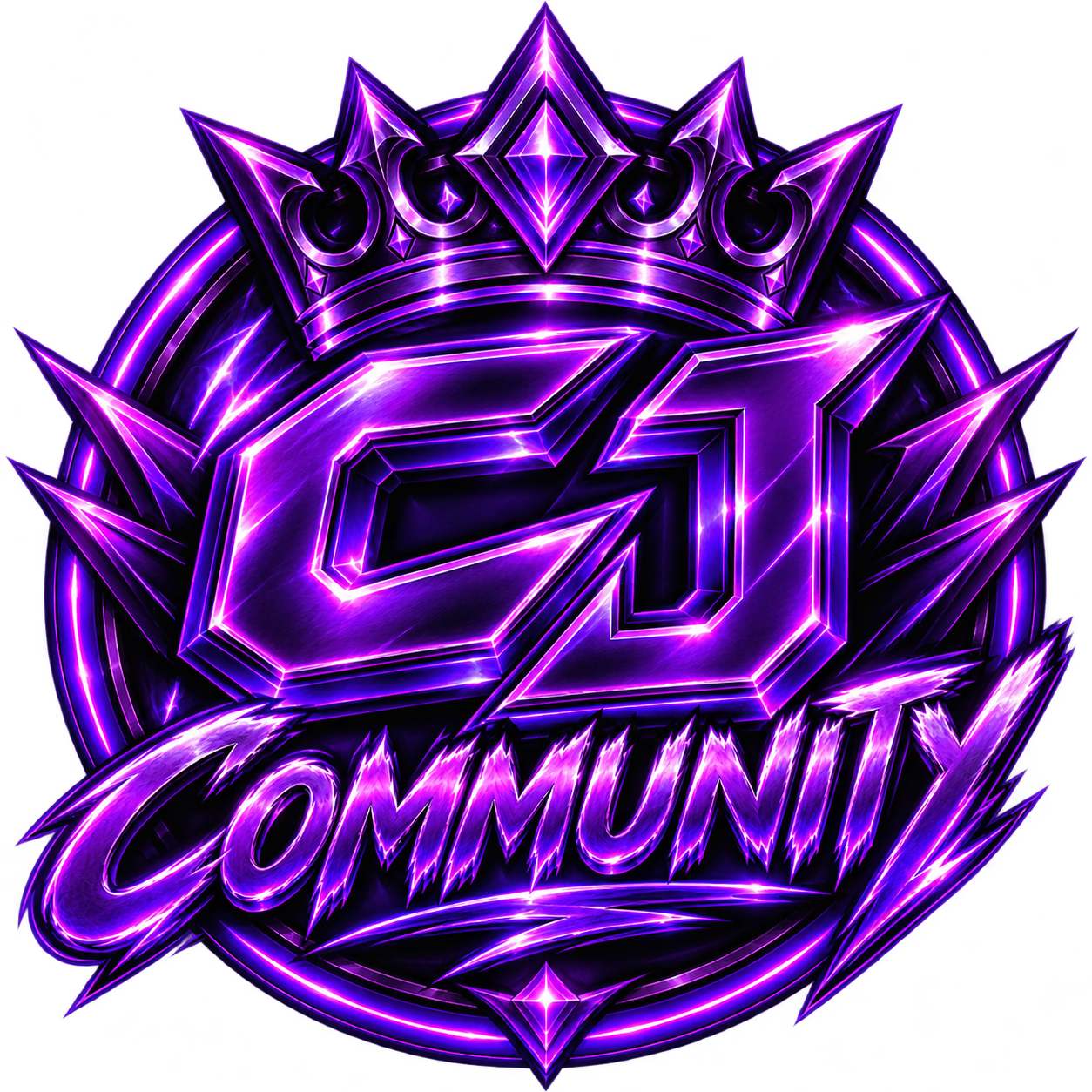 CJ Community neon purple logo